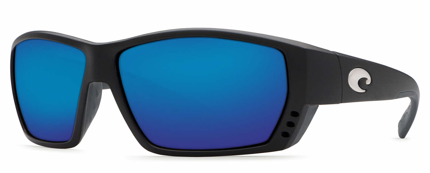 Costa Del Mar Tuna Alley Polarized Iridium Wrap Sunglasses, Matte Black, 61.9 mm