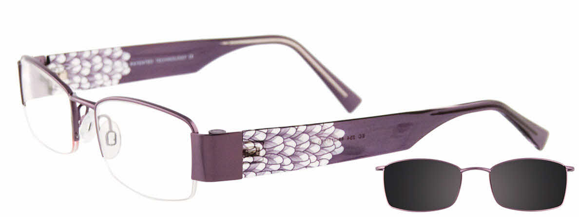 EasyClip EC254 With Magnetic Clip-On Lens Women's Eyeglasses In Purple