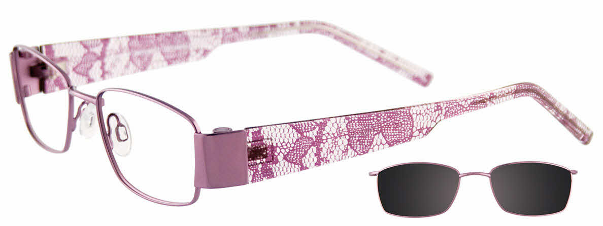 EasyClip EC255 With Magnetic Clip-On Lens Women's Eyeglasses In Purple