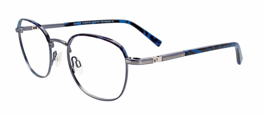 EasyClip EC517 With Magnetic Clip-On Lens Men's Eyeglasses In Blue