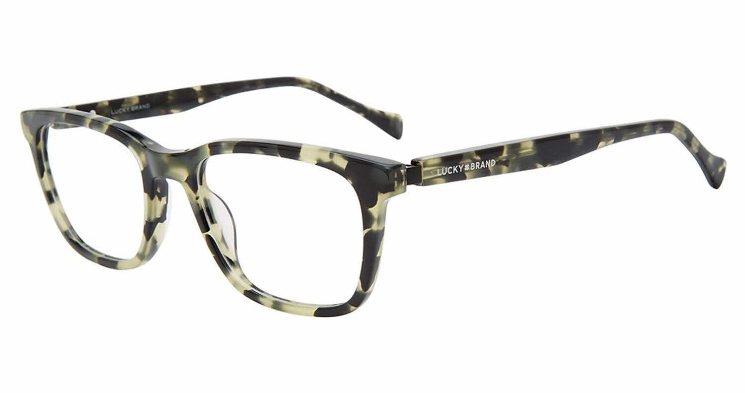 Lucky Brand D402 Designer Glasses in Olive Green Marble Silver 51