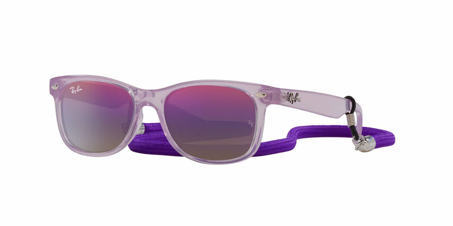 Ray-Ban Junior RJ9052S New Wayfarer Kids Summer Sunglasses, In Opal Purple / Blue/violet Gradient - Mirrored Lens