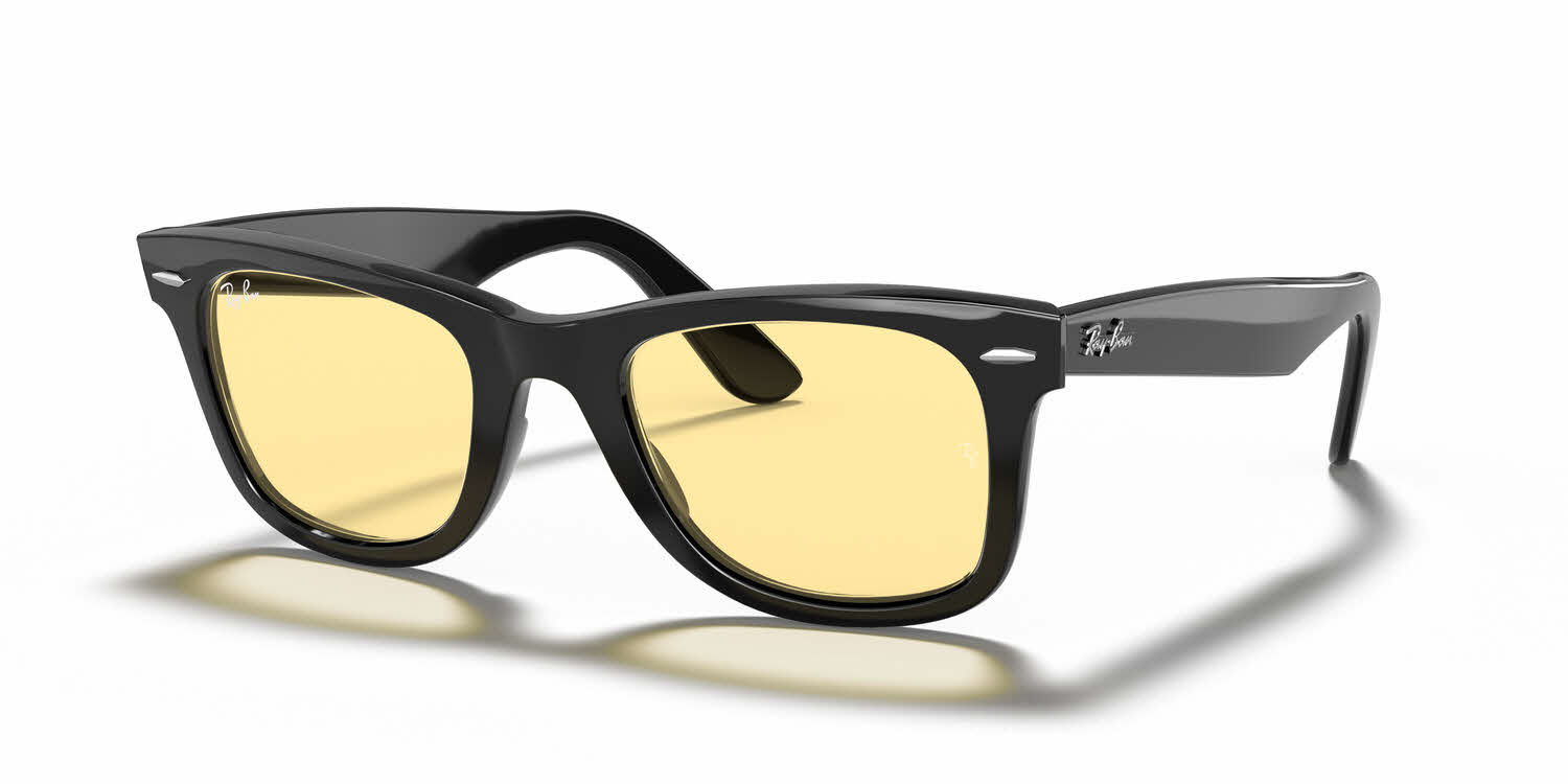 Ray ban Sunglasses Original Wayfarer Color Mix Low Bridge Fit RB2140F 901 R6 Unisex Black Frame Yellow Lenses 52 22