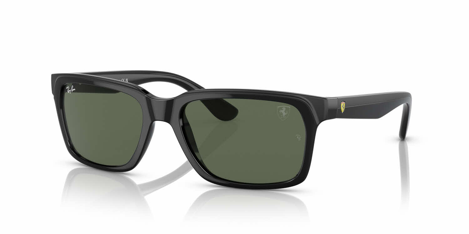 Ray-Ban RB4393M Sunglasses For Men And Women, In Scuderia Ferrari Collection Black / Green Lens