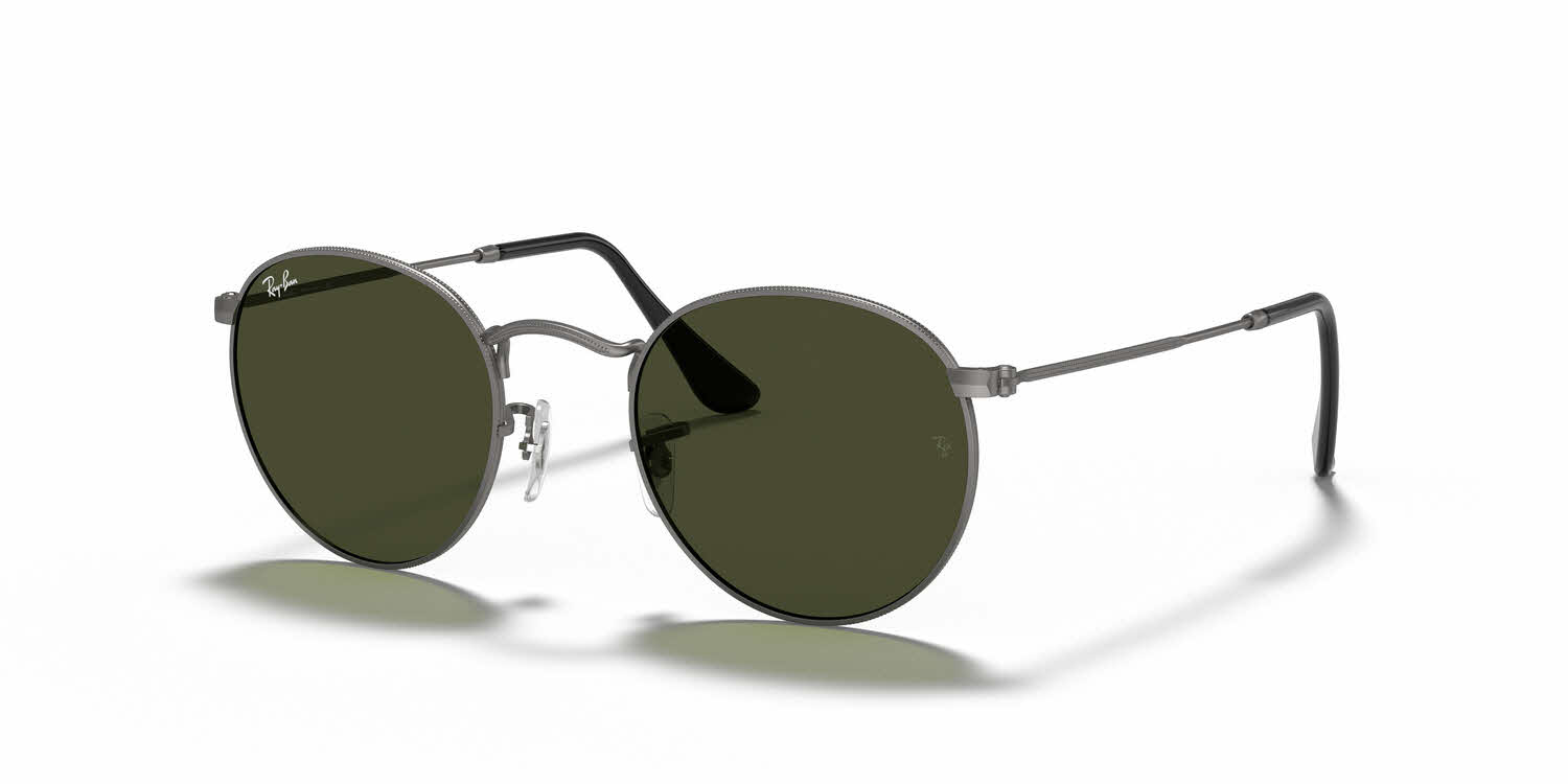 Ray Ban Round Metal Sunglasses RB3447 029 Matte Gunmetal Frame Green Classic G 15 Lenses 53mm